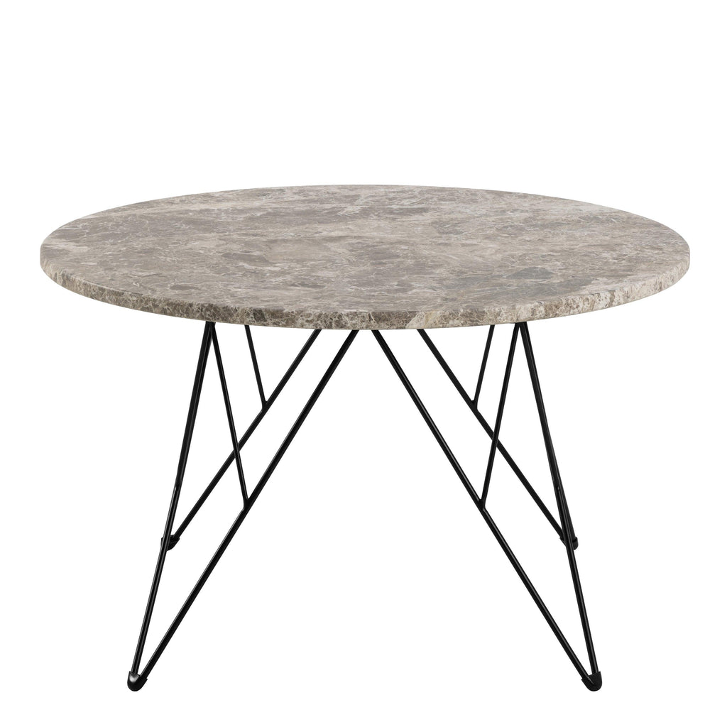 Prunus Round Coffee Table in Brown Marble and Matt Black Coated Steel Base 80x46.4cm - image 2