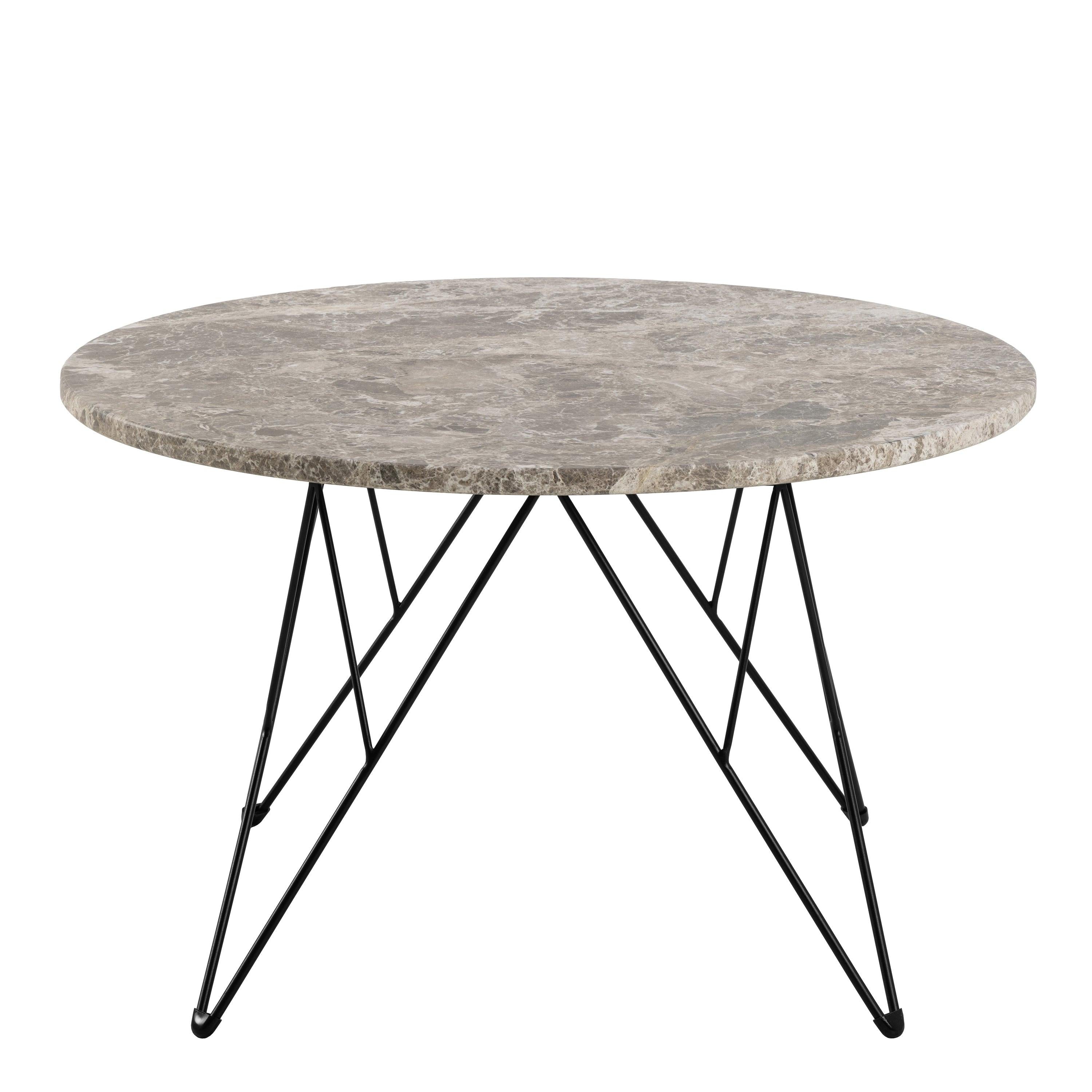Prunus Round Coffee Table in Brown Marble and Matt Black Coated Steel Base 80x46.4cm - image 2