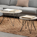 Prunus Round Coffee Table in Brown Marble and Matt Black Coated Steel Base 80x46.4cm - image 4