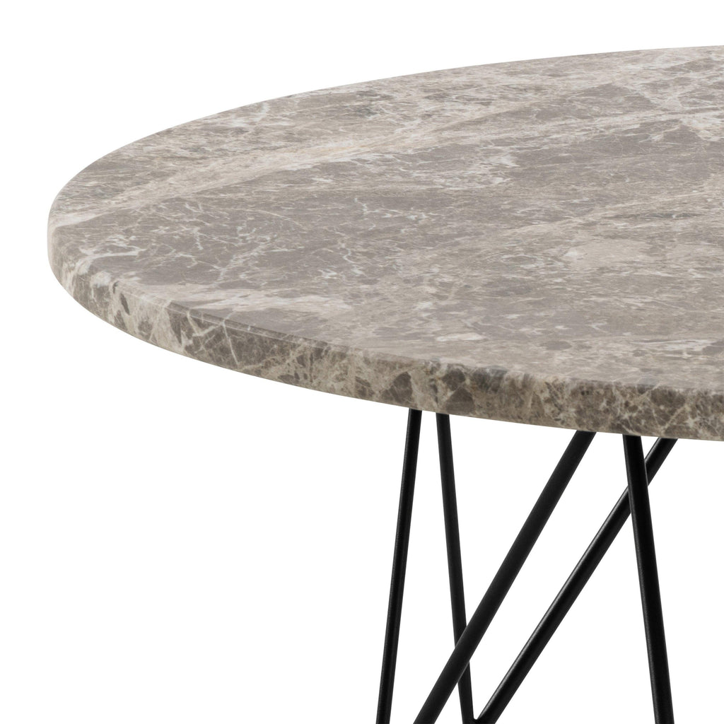 Prunus Round Coffee Table in Brown Marble and Matt Black Coated Steel Base 80x46.4cm - image 6