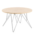 Prunus Round Coffee Table in Matt Beige and Chrome Steel Base 80x46.4cm