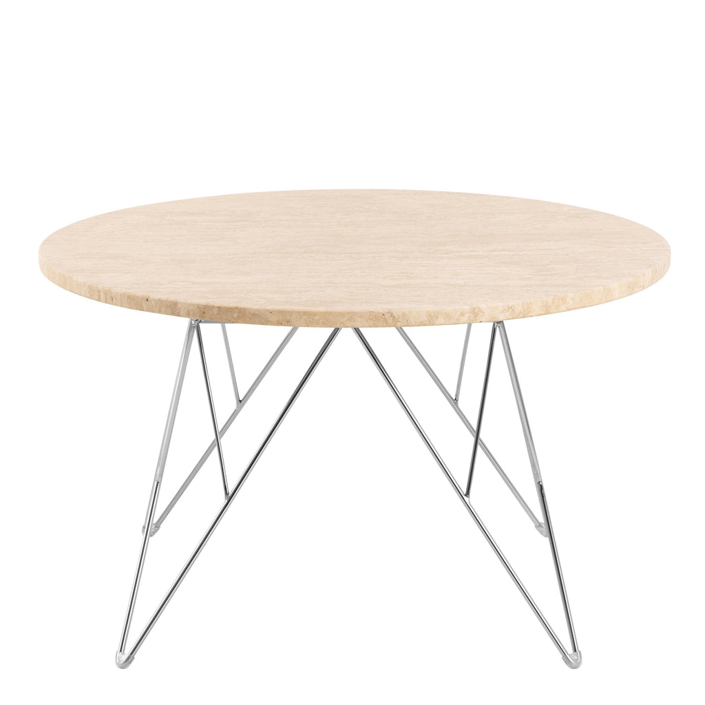 Prunus Round Coffee Table in Matt Beige and Chrome Steel Base 80x46.4cm - image 2