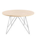 Prunus Round Coffee Table in Matt Beige and Chrome Steel Base 80x46.4cm - image 2