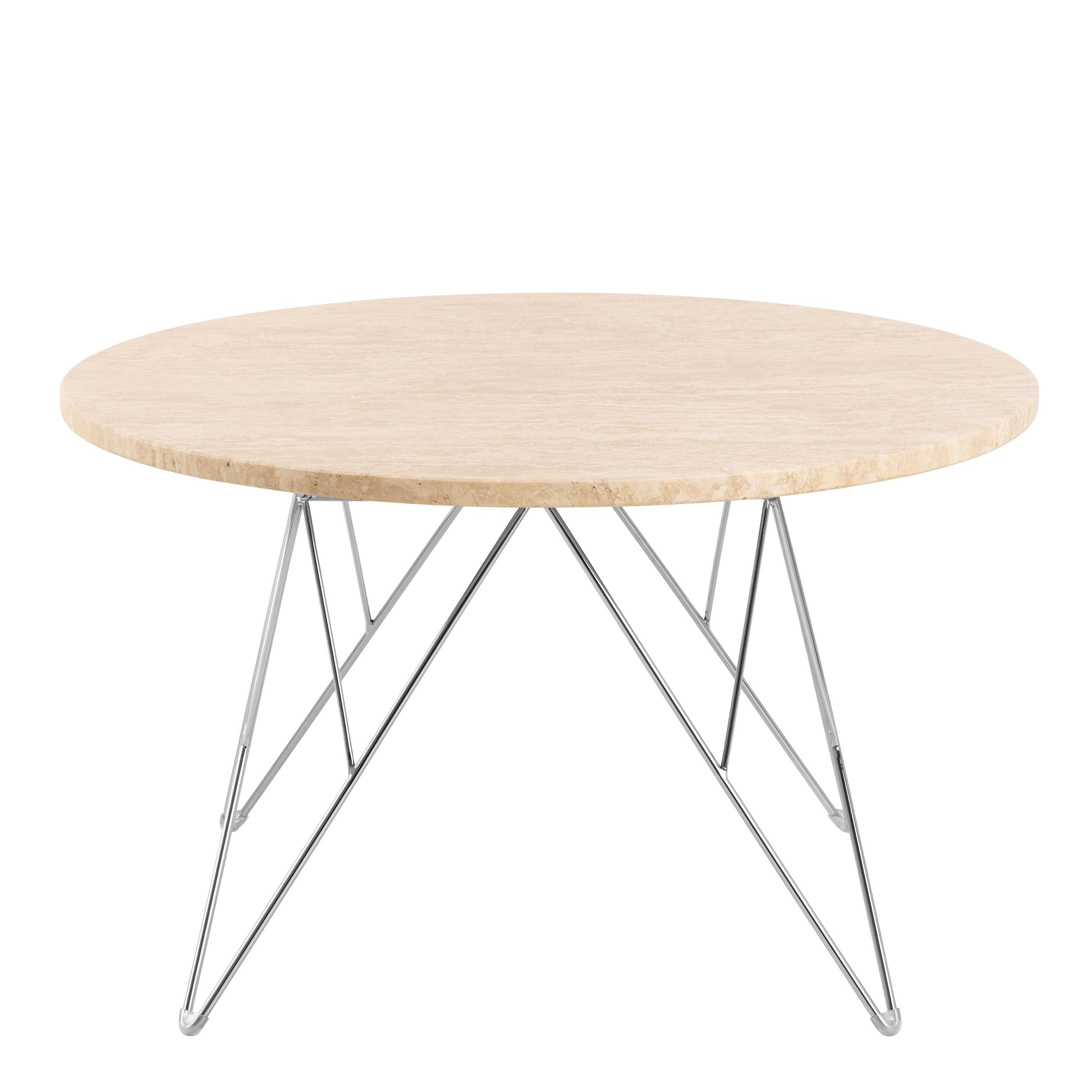 Prunus Round Coffee Table in Matt Beige and Chrome Steel Base 80x46.4cm - image 2