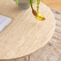 Prunus Round Coffee Table in Matt Beige and Chrome Steel Base 80x46.4cm - image 5