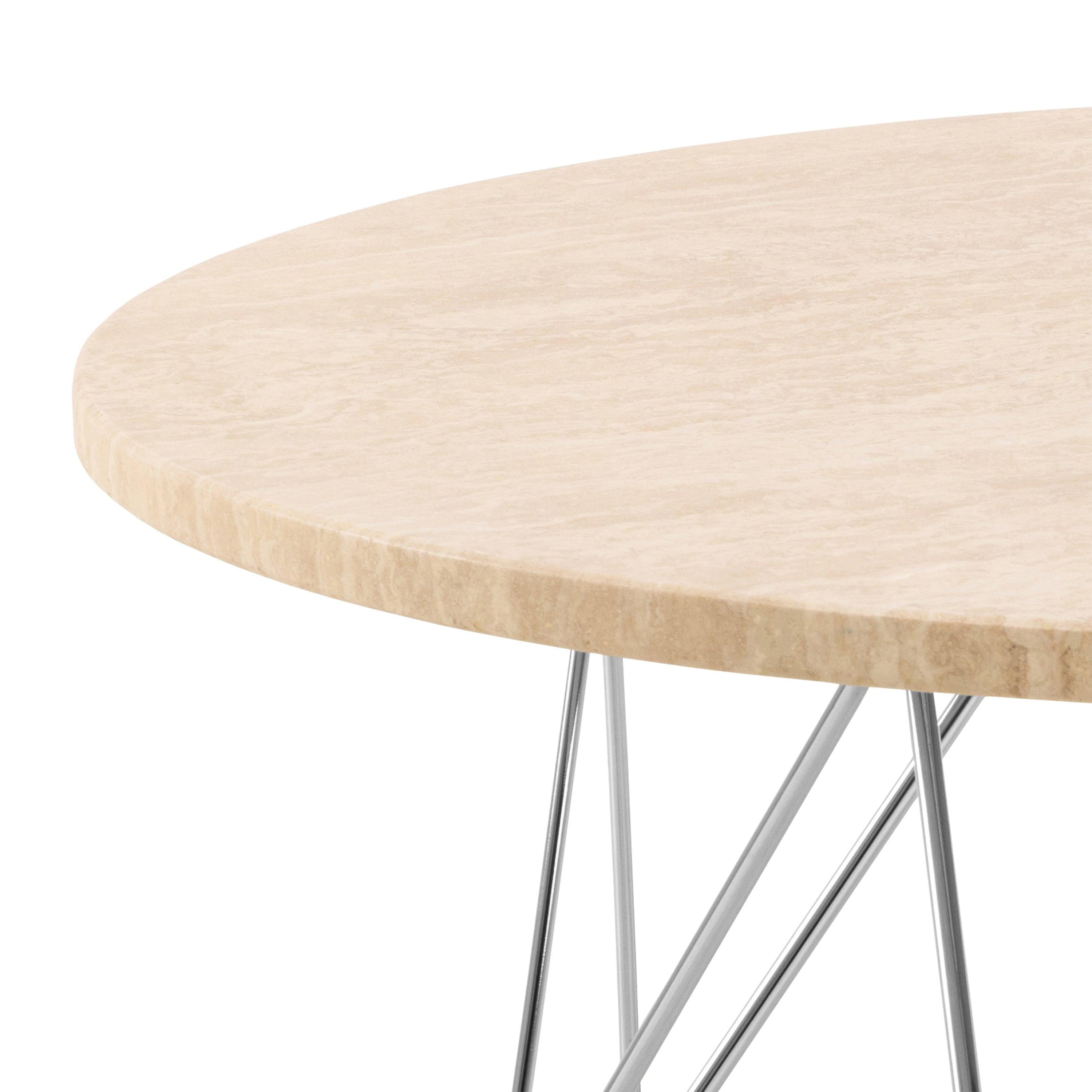 Prunus Round Coffee Table in Matt Beige and Chrome Steel Base 80x46.4cm - image 6