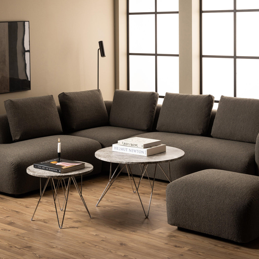 Prunus Round Coffee Table with Grey-Brown Marble Top - image 3