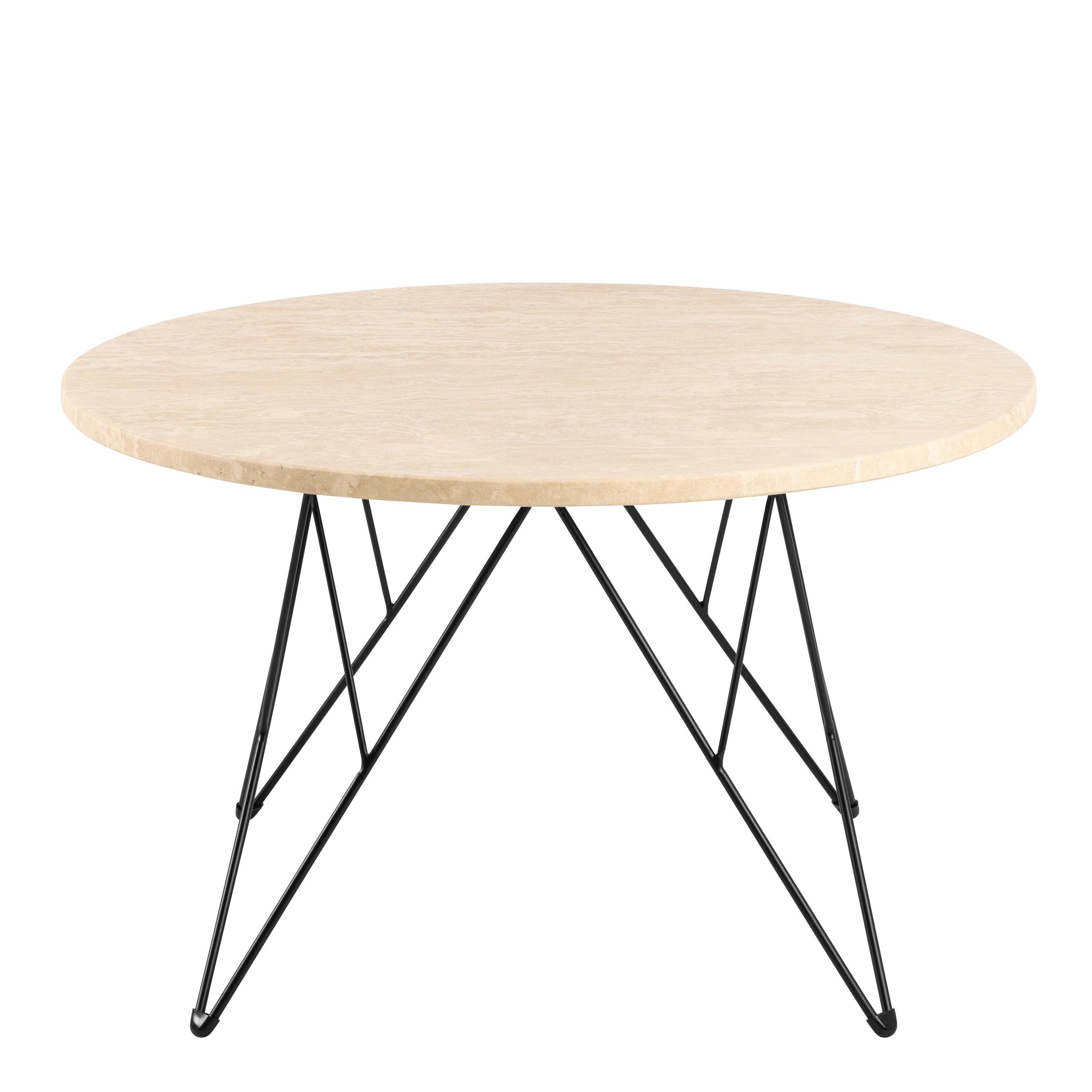 Prunus Round Coffee Table in Matt Beige and Matt Black Coated Steel Base 80x46.4cm - image 2