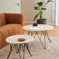 Prunus Round Coffee Table in Matt Beige and Matt Black Coated Steel Base 80x46.4cm - image 4