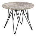 Prunus round Side Table in Grey Marble and Black Coated Steel Base 55x41.4cm