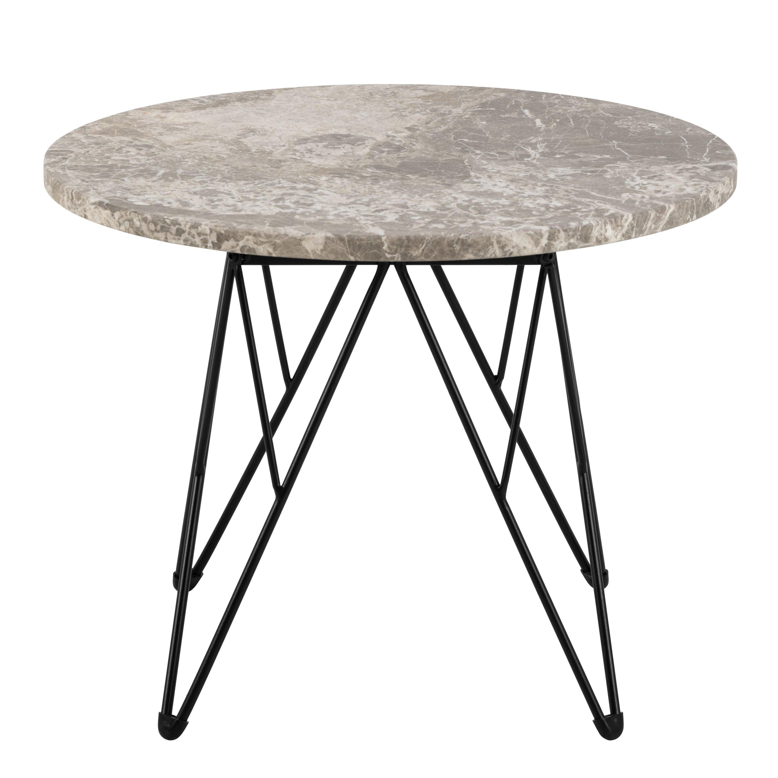 Prunus round Side Table in Grey Marble and Black Coated Steel Base 55x41.4cm - image 2