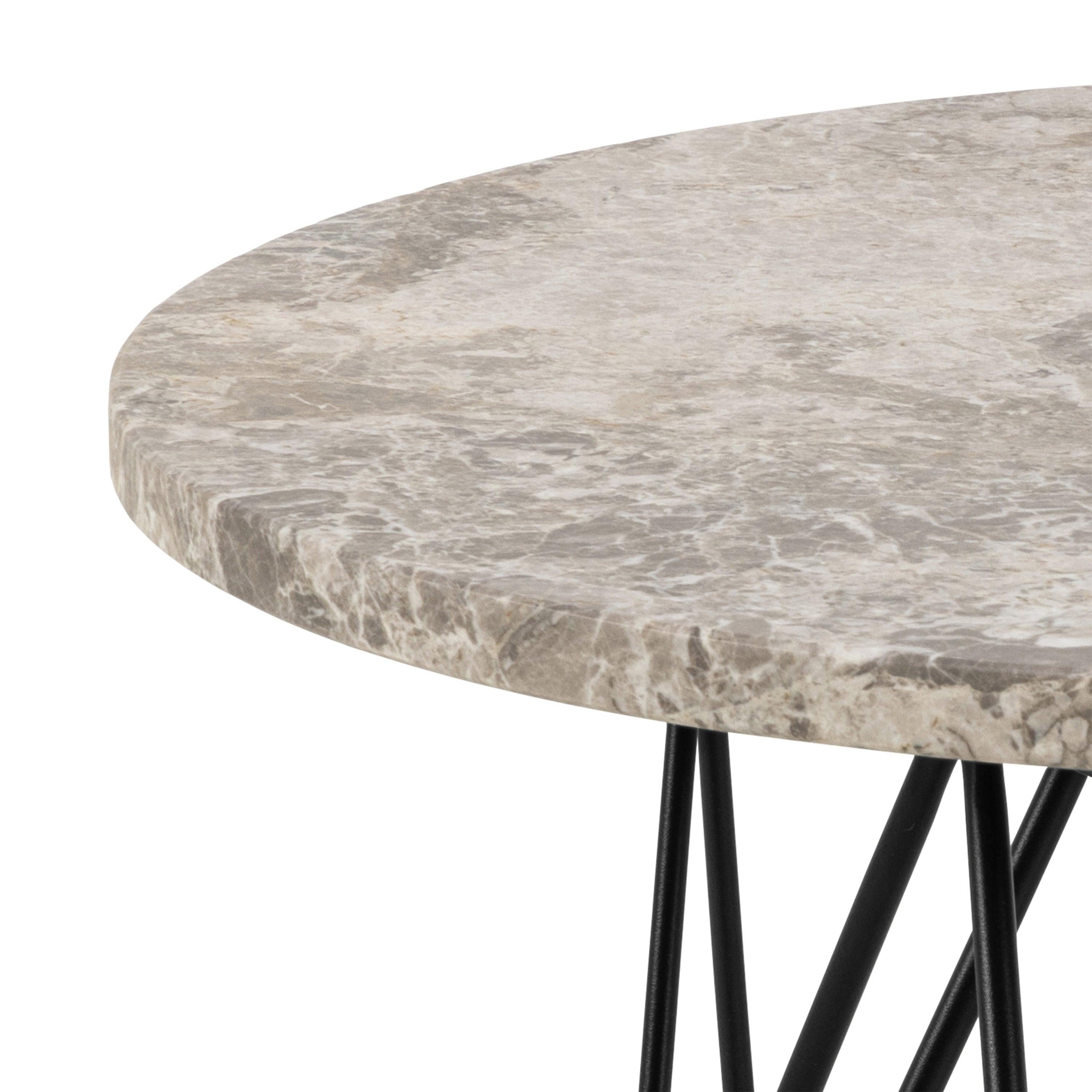 Prunus round Side Table in Grey Marble and Black Coated Steel Base 55x41.4cm - image 5
