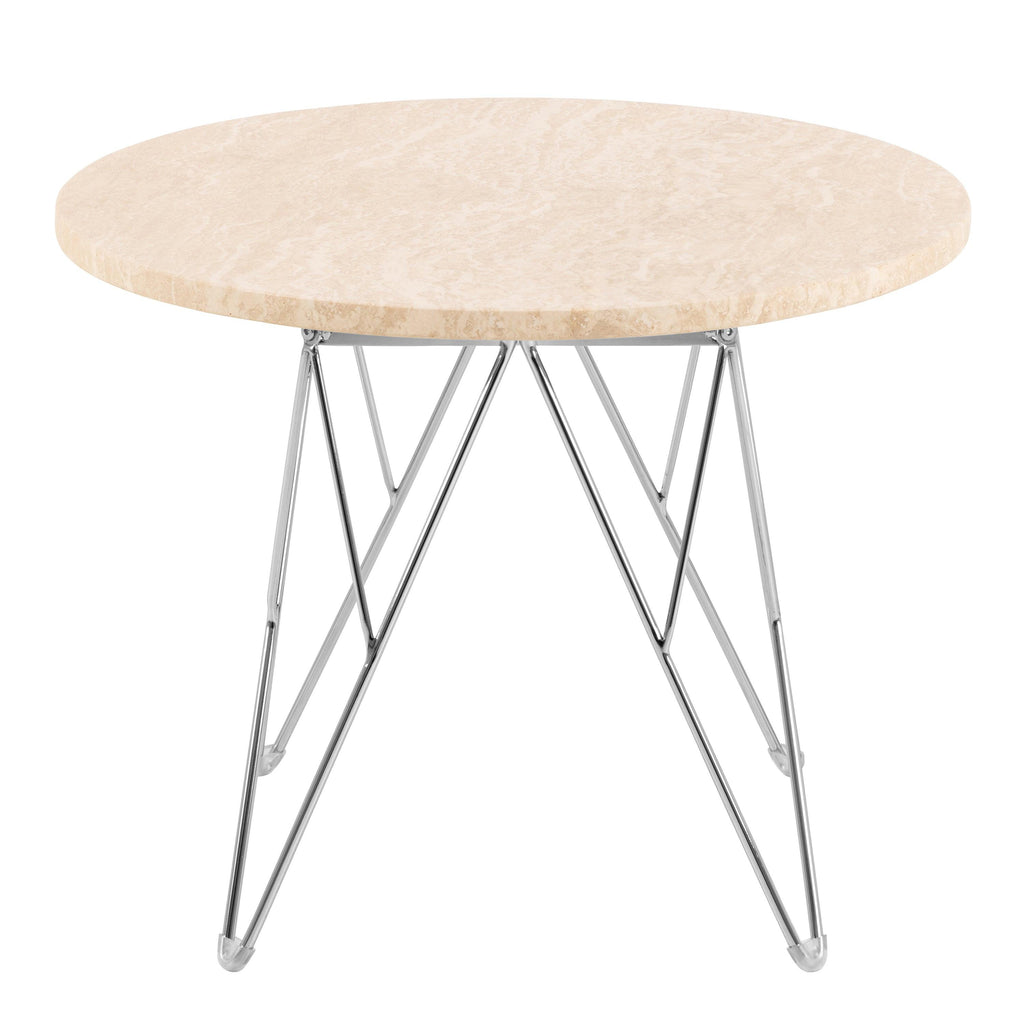 Prunus Round Side Table in Matt Beige and Chrome Steel Base 55x41.4cm - image 2