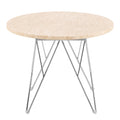 Prunus Round Side Table in Matt Beige and Chrome Steel Base 55x41.4cm - image 2