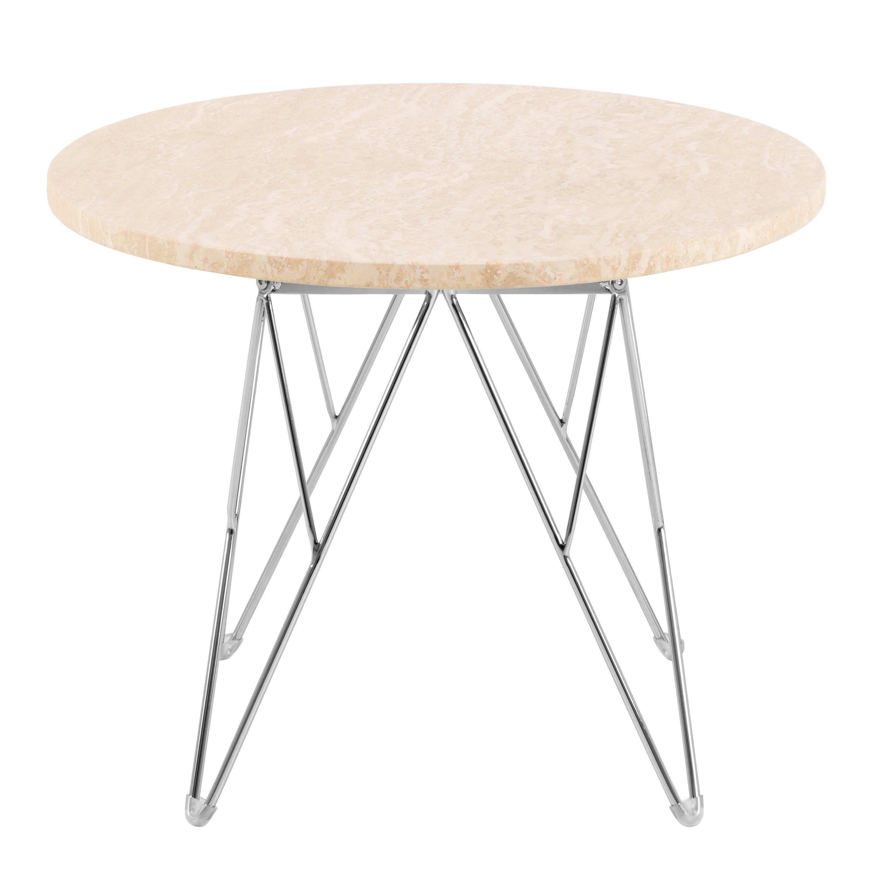Prunus Round Side Table in Matt Beige and Chrome Steel Base 55x41.4cm - image 2
