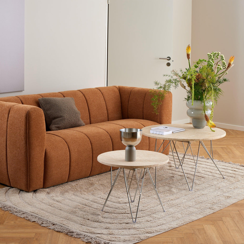 Prunus Round Side Table in Matt Beige and Chrome Steel Base 55x41.4cm - image 3