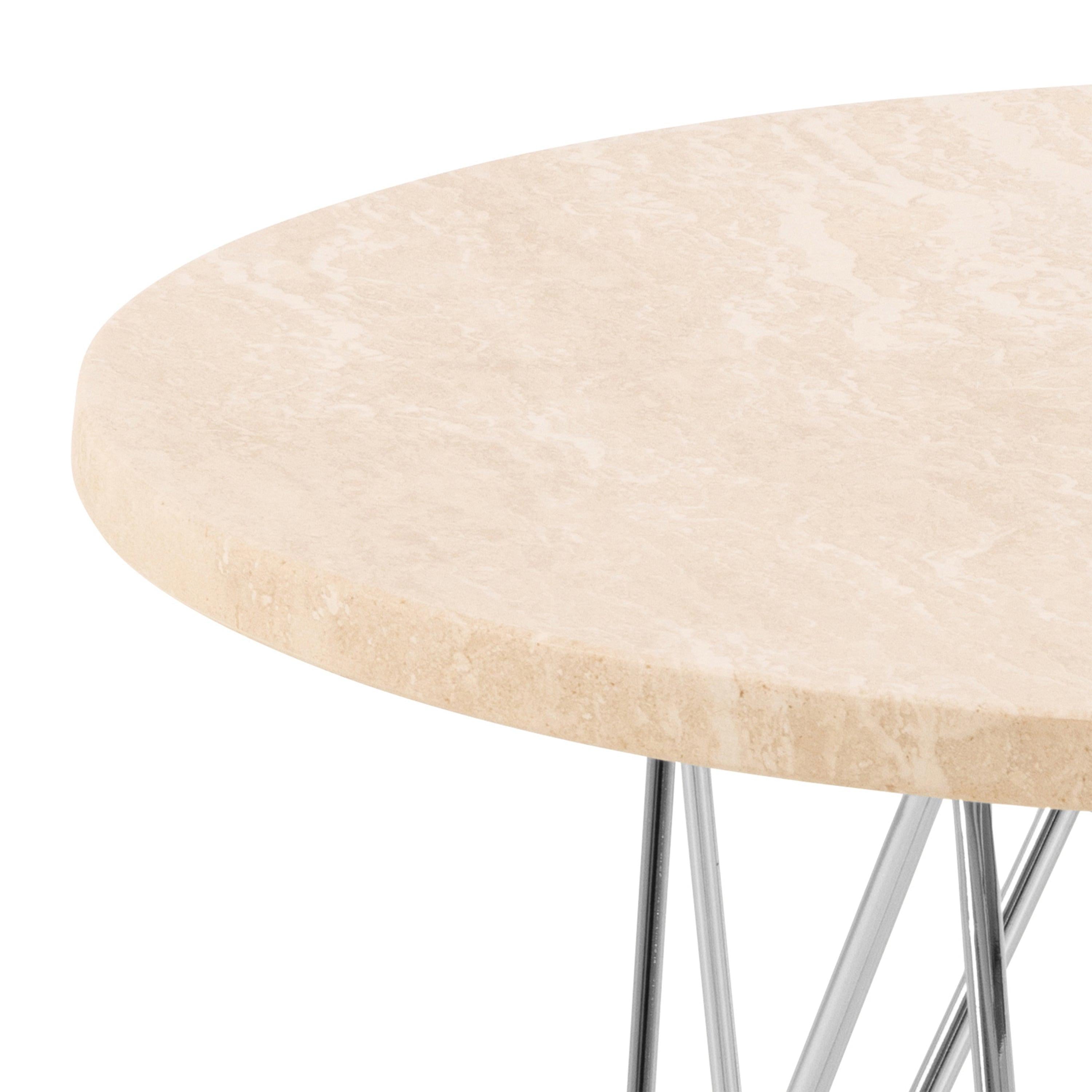 Prunus Round Side Table in Matt Beige and Chrome Steel Base 55x41.4cm - image 5
