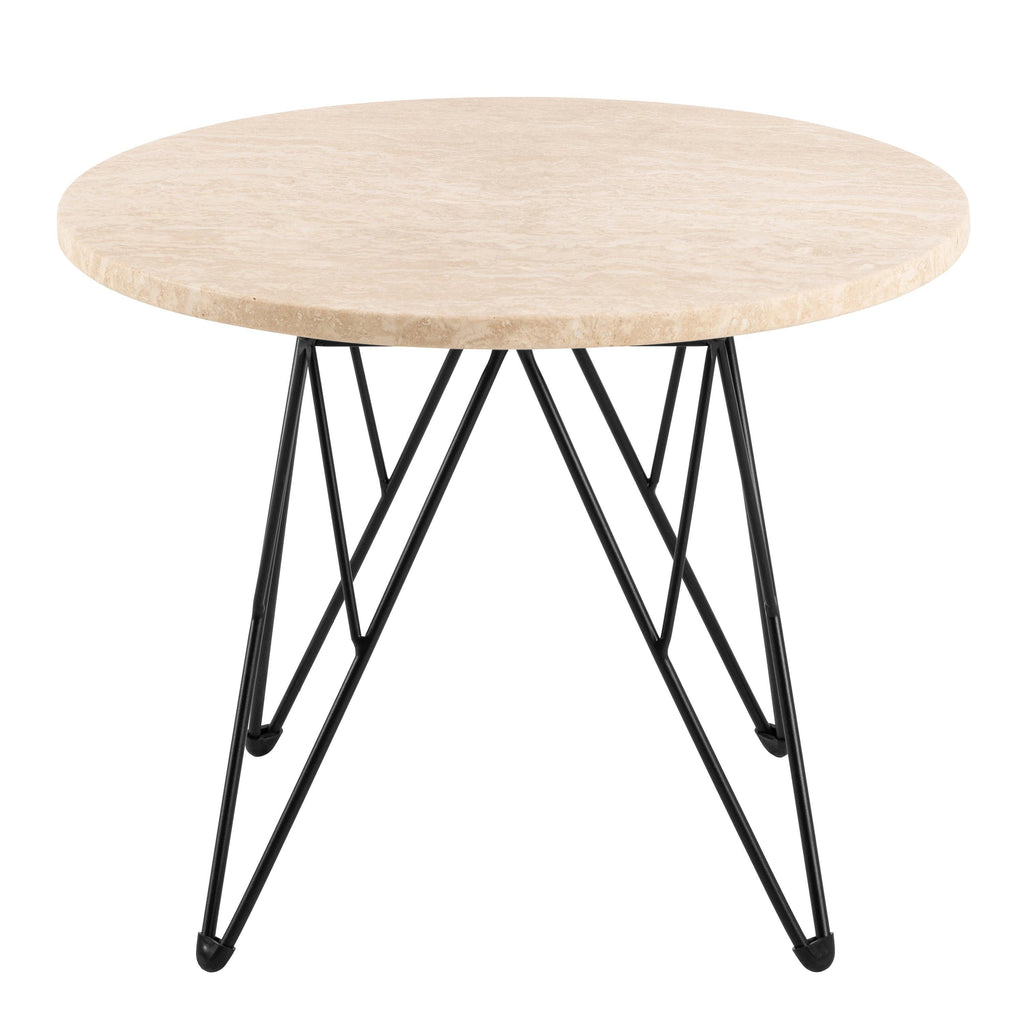 Prunus Round Side Table in Matt Beige and Black Coated Steel Base 55x41.4cm - image 2