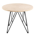Prunus Round Side Table in Matt Beige and Black Coated Steel Base 55x41.4cm - image 2