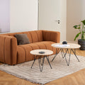 Prunus Round Side Table in Matt Beige and Black Coated Steel Base 55x41.4cm - image 3