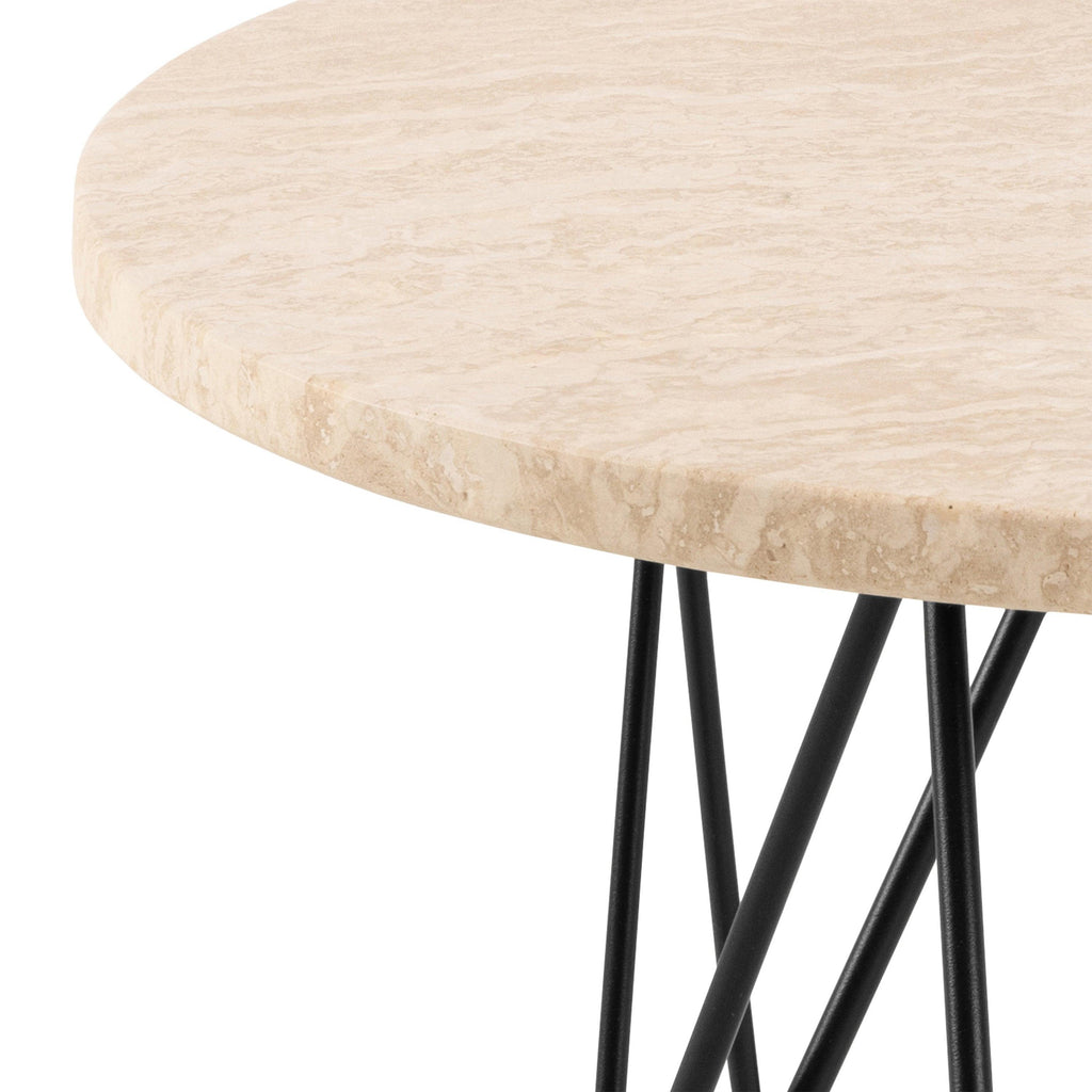 Prunus Round Side Table in Matt Beige and Black Coated Steel Base 55x41.4cm - image 6