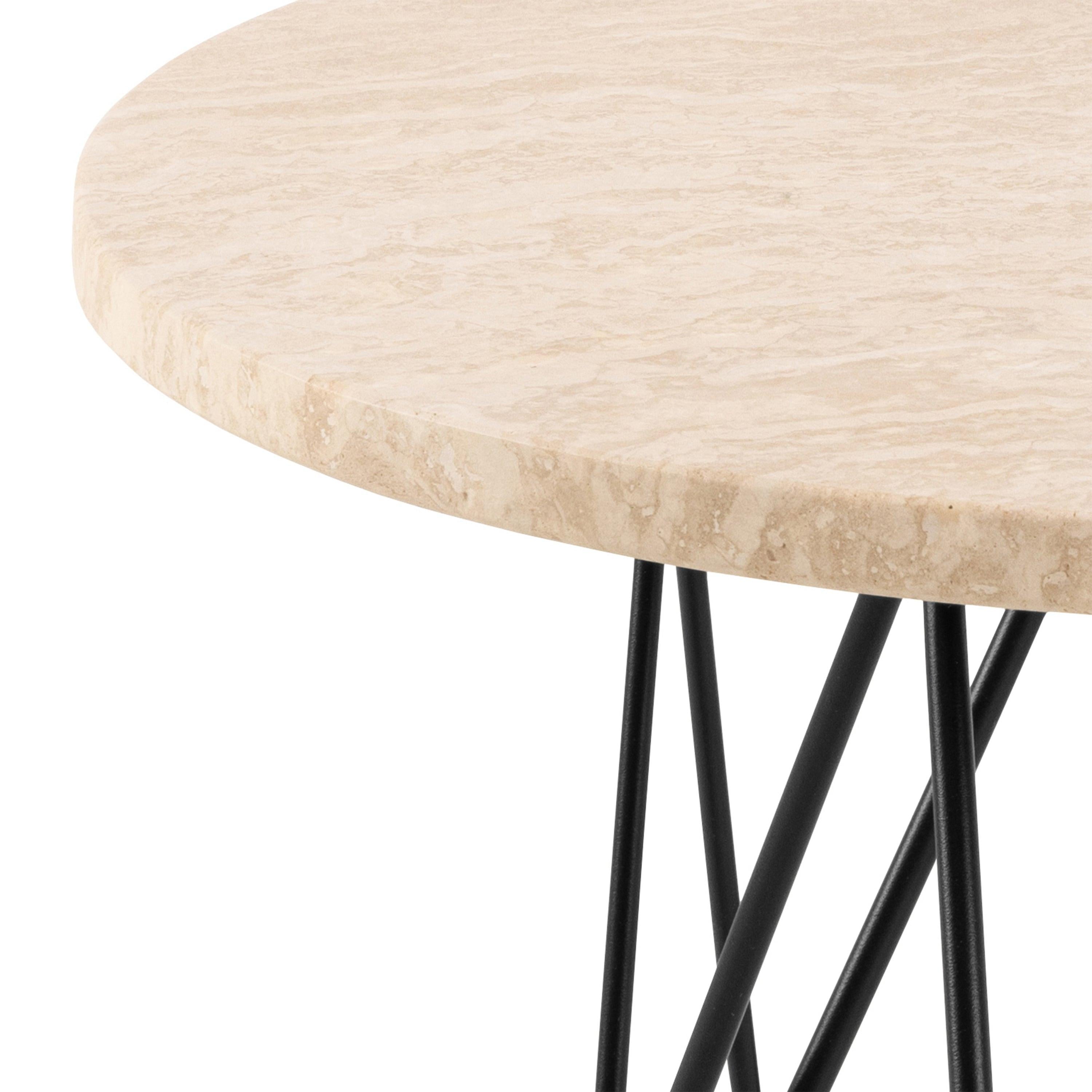 Prunus Round Side Table in Matt Beige and Black Coated Steel Base 55x41.4cm - image 6