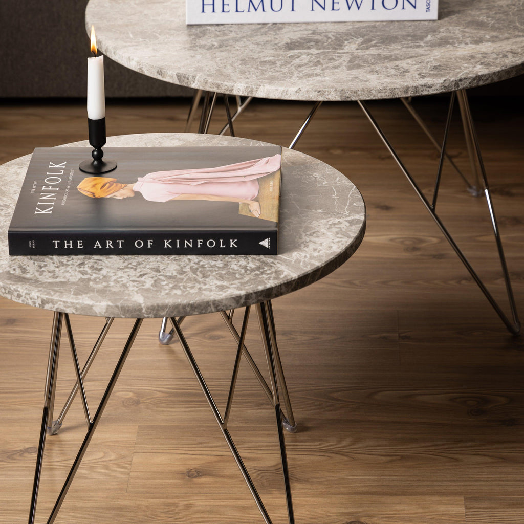 Prunus Round Side Table with Grey-Brown Marble Top - image 5