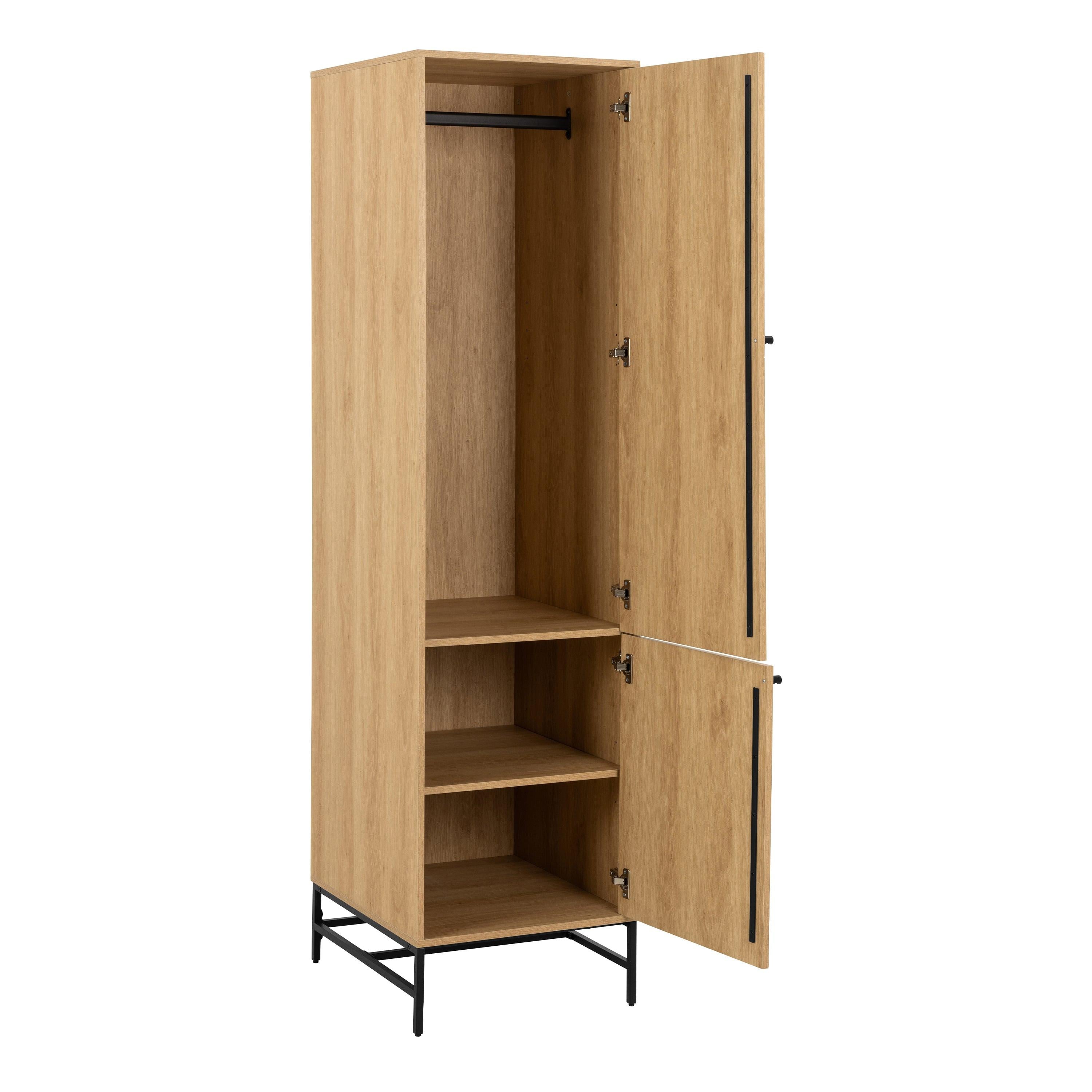 Albany Wardrobe 2 Doors in Oak/Black Legs - image 4