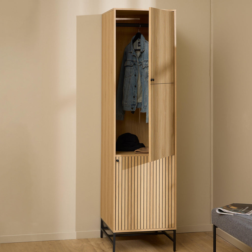 Albany Wardrobe 2 Doors in Oak/Black Legs - image 6
