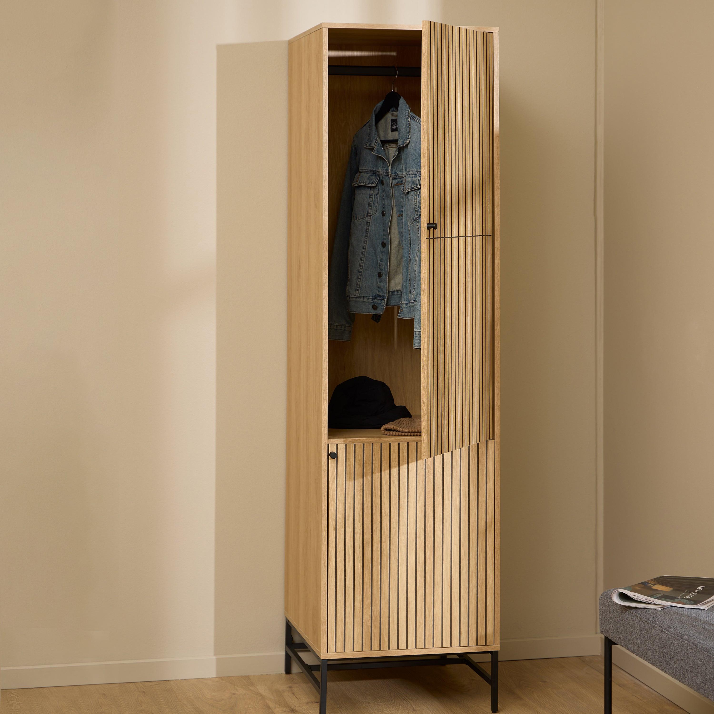 Albany Wardrobe 2 Doors in Oak/Black Legs - image 6