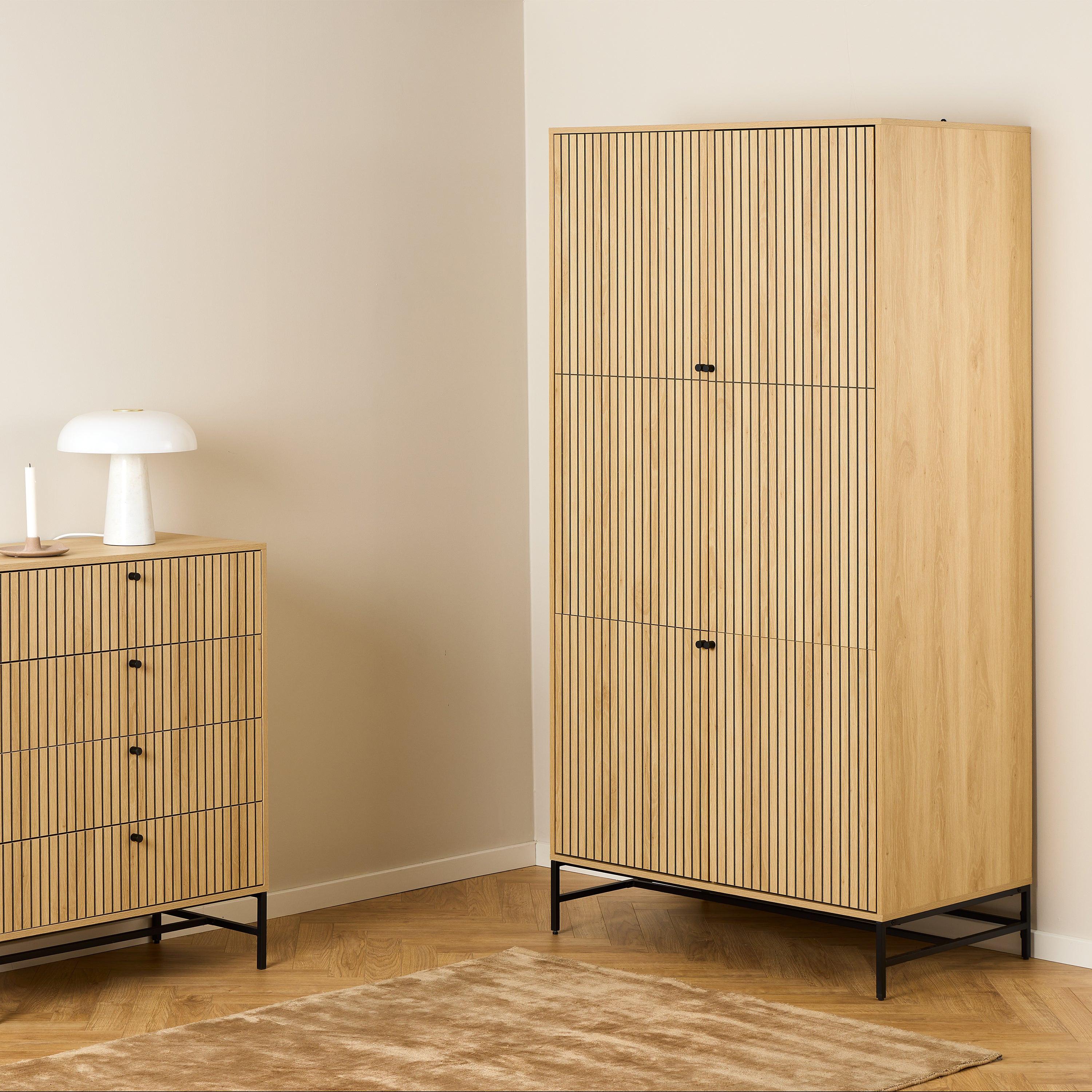 Albany Wardrobe 4 Doors in Black/Oak - image 5