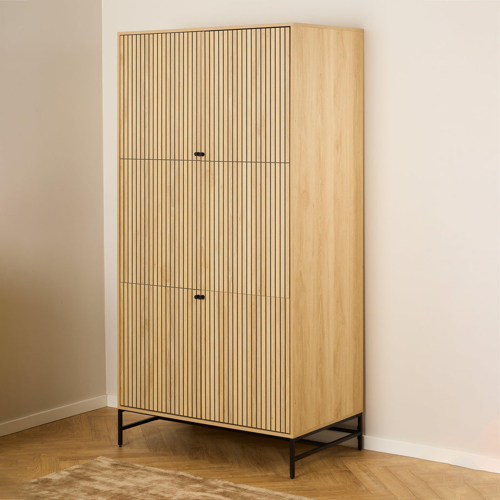 Albany Wardrobe 4 Doors in Black/Oak - image 7