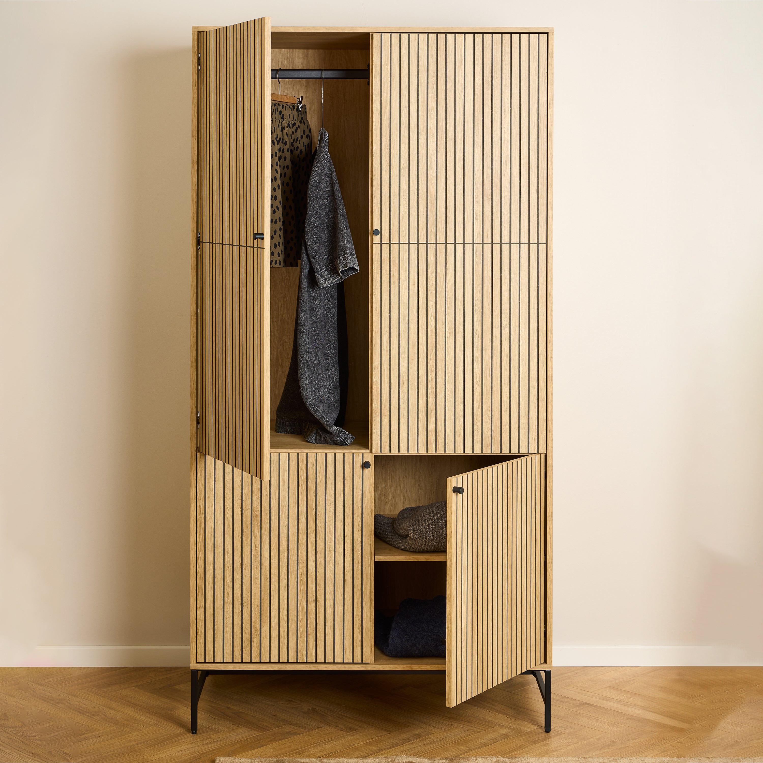 Albany Wardrobe 4 Doors in Black/Oak - image 8