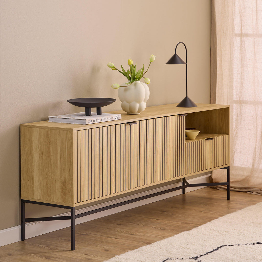 Jaipur Sideboard with 2 Doors and 2 Shelves in Oak - image 5