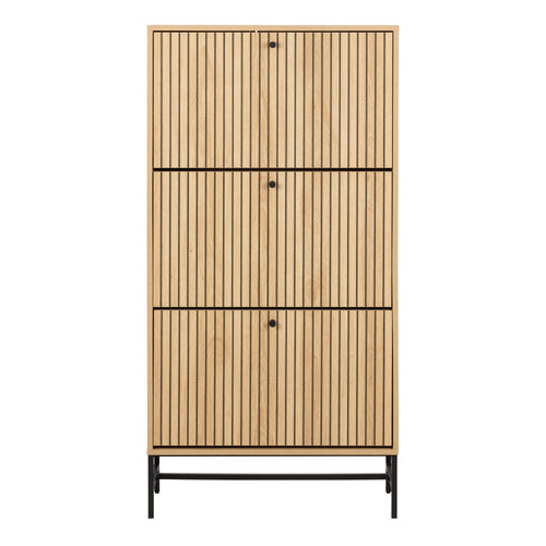Albany Shoe Cabinet 3 Flip Down Doors in Oak/Black Legs - image 2