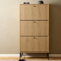 Albany Shoe Cabinet 3 Flip Down Doors in Oak/Black Legs - image 5
