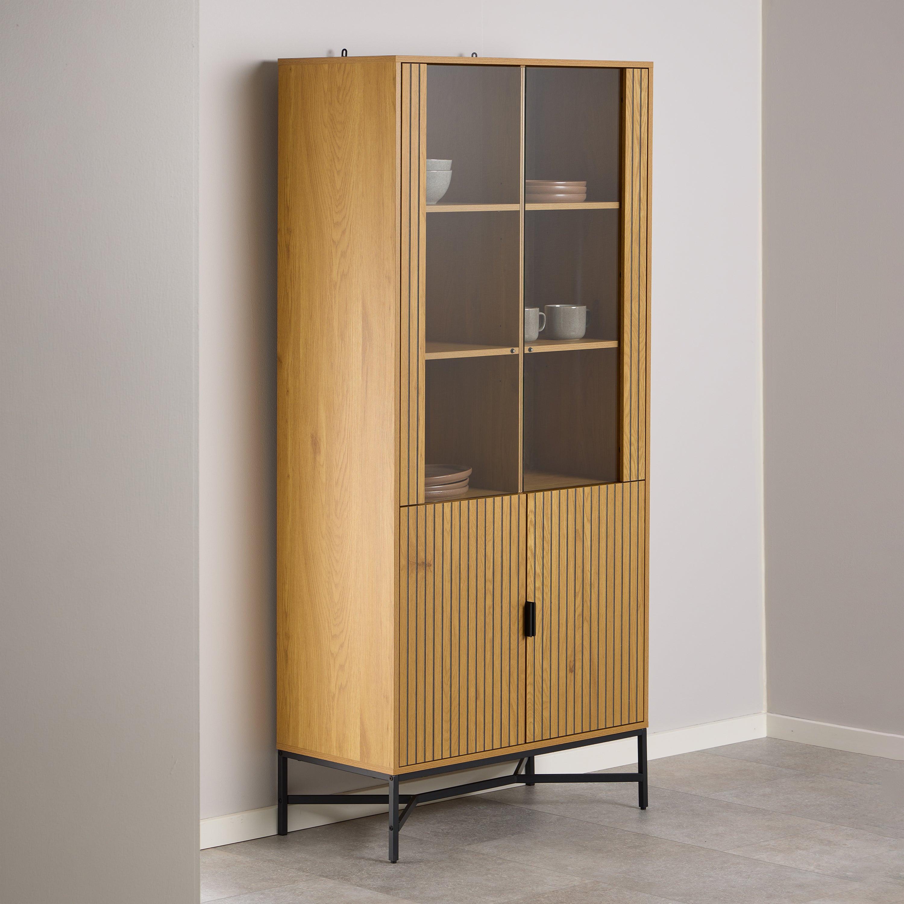 Jaipur Display Cabinet with 4 doors and 6 Shelves in Wild Oak - image 5