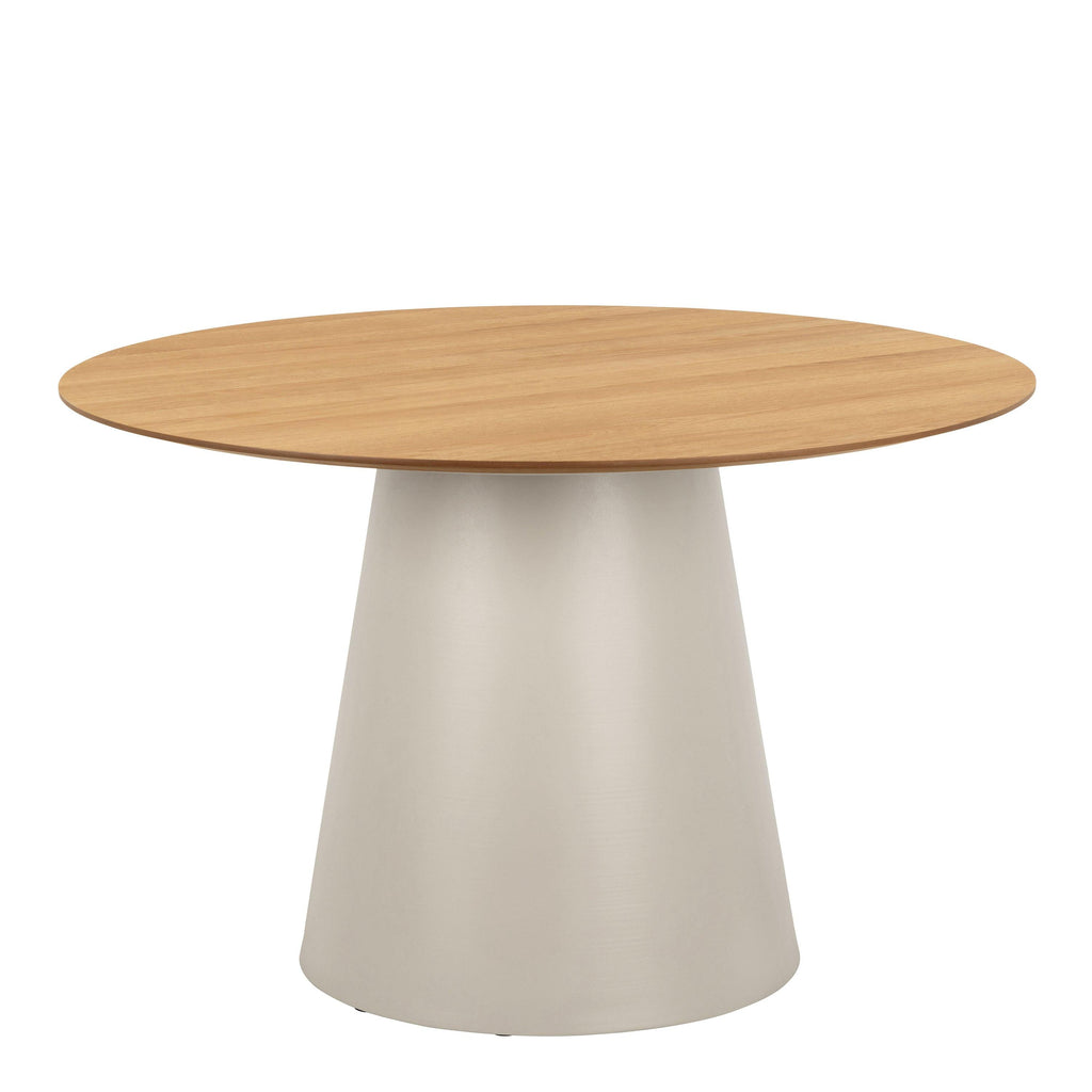 Soli Round Dining Table in Oak/Grey 120cm includes 4 Ella Swivel Beige Dining Chairs - image 2