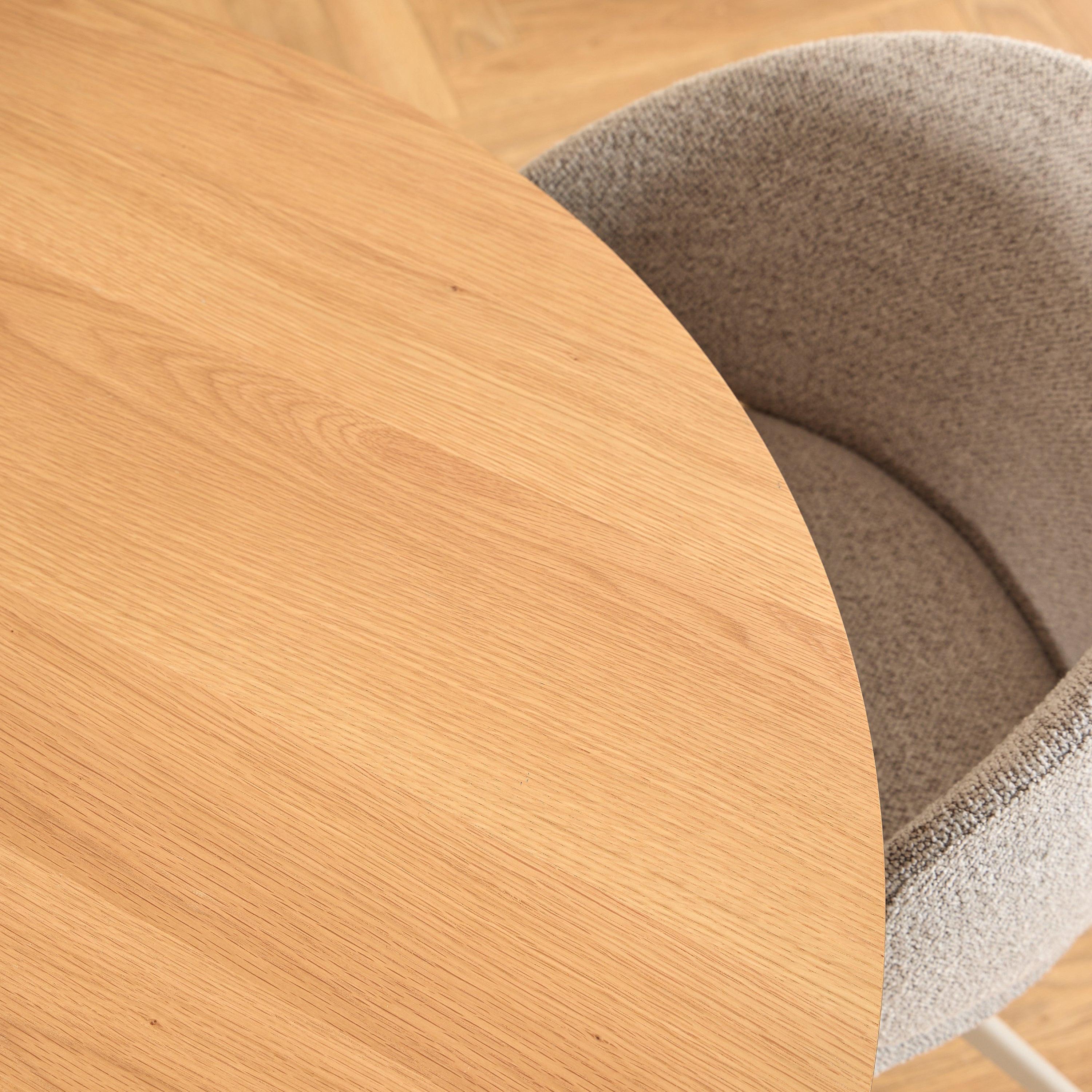 Soli Round Dining Table in Oak/Grey 120cm includes 4 Ella Swivel Beige Dining Chairs - image 4