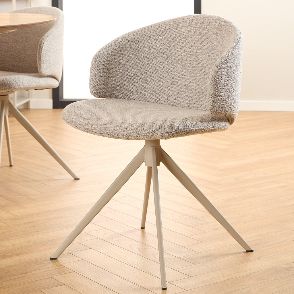 Soli Round Dining Table in Oak/Grey 120cm includes 4 Ella Swivel Beige Dining Chairs - image 8