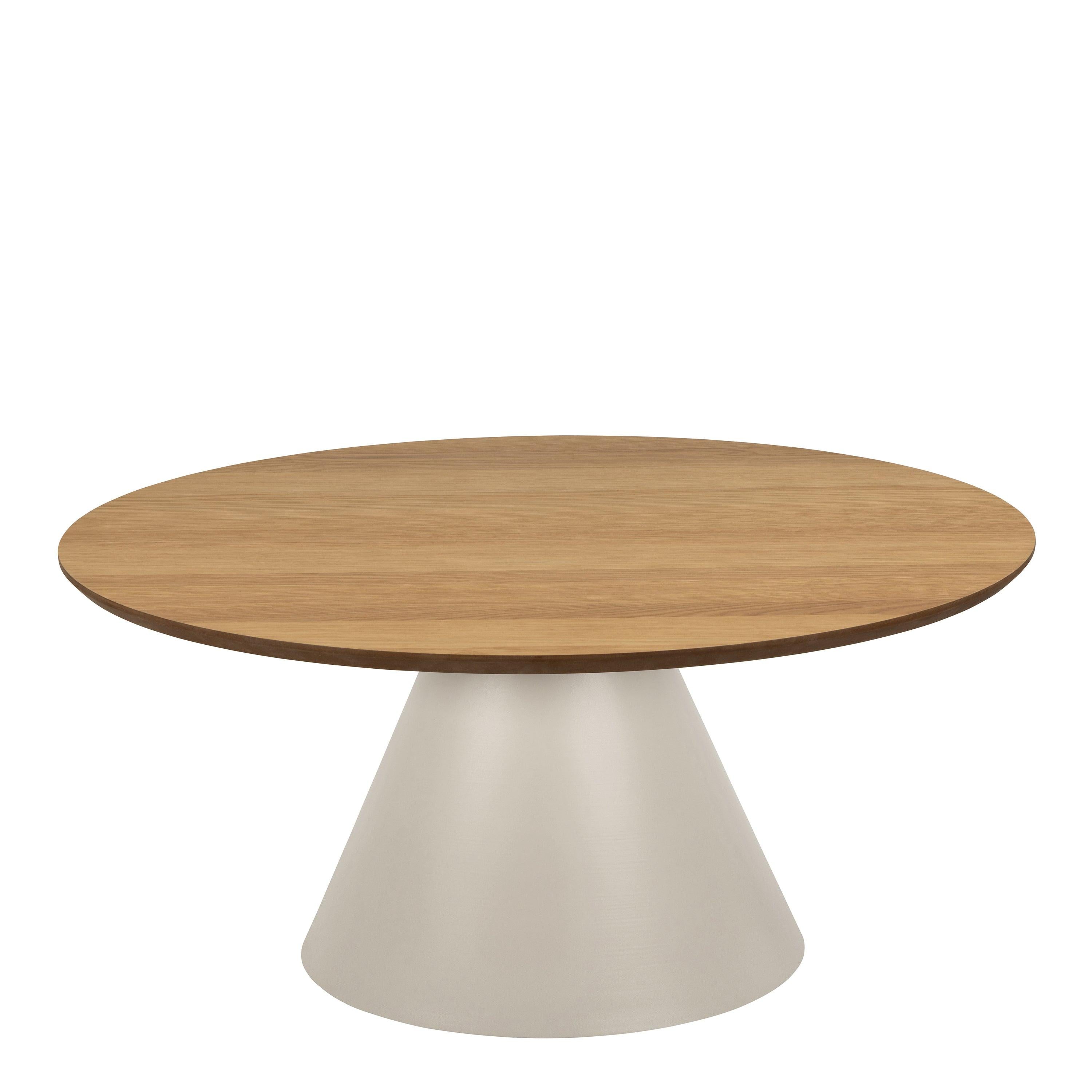 Soli Round Coffee Table in Oak/Grey 85x40cm - image 2