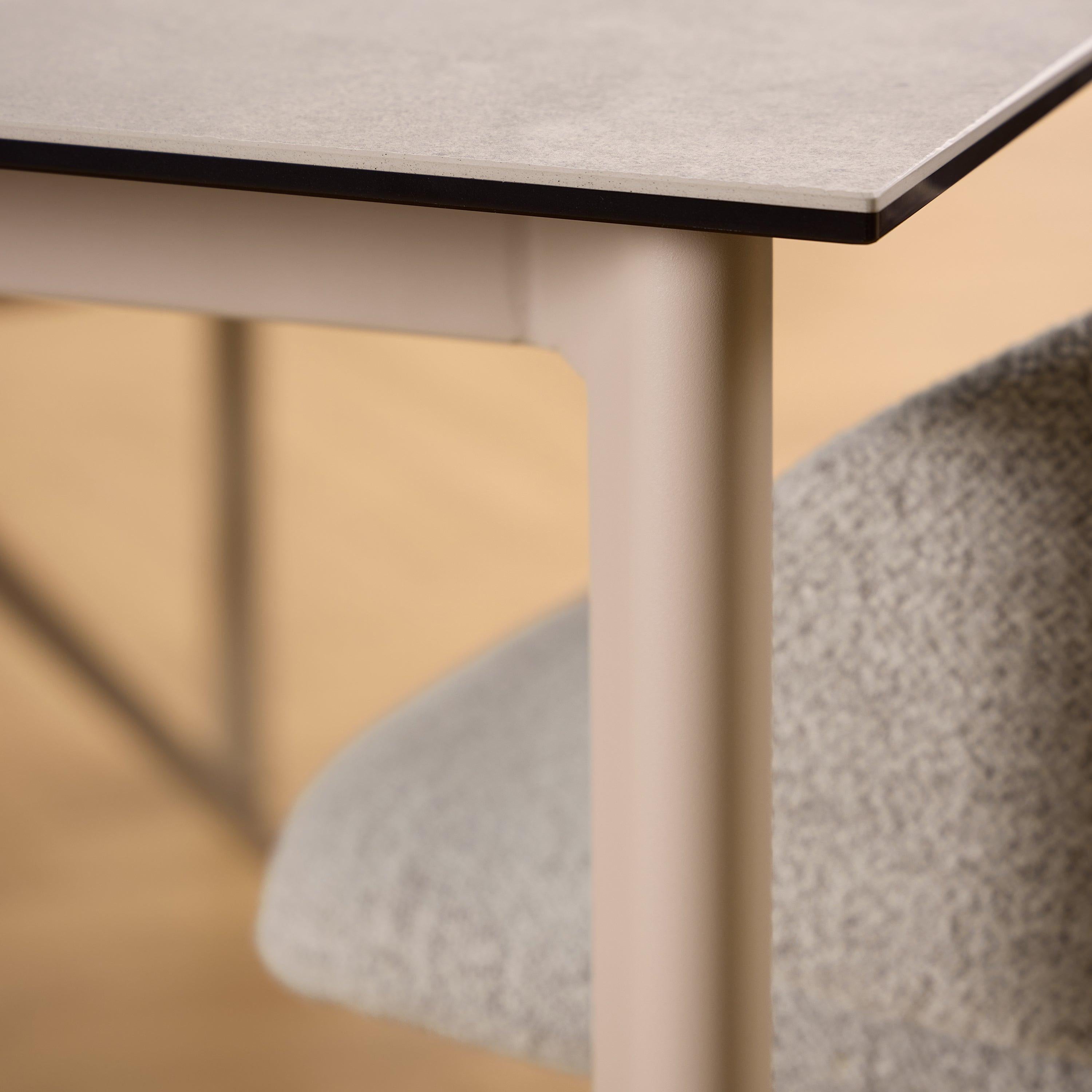 Palermo Ceramic Dining Table in Grey 160x90cm includes 4 Ella Swivel Beige Dining Chairs - image 4