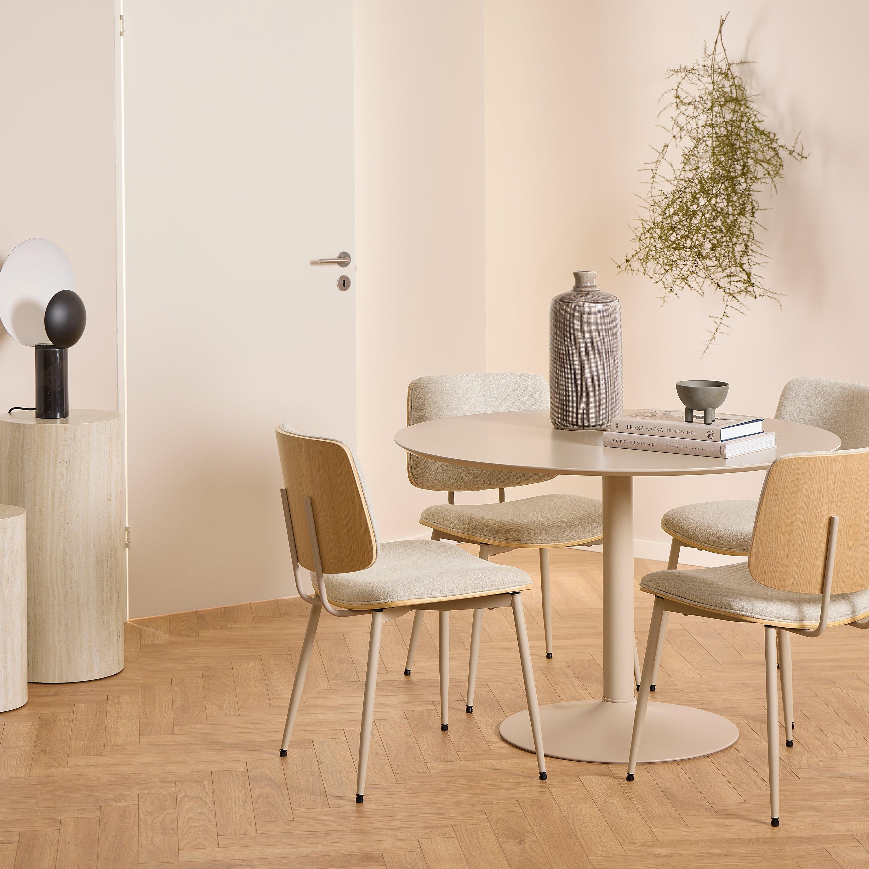 Ibiza Round Dining Table with Beige Top and Matt Beige Base 110x74cm - image 2