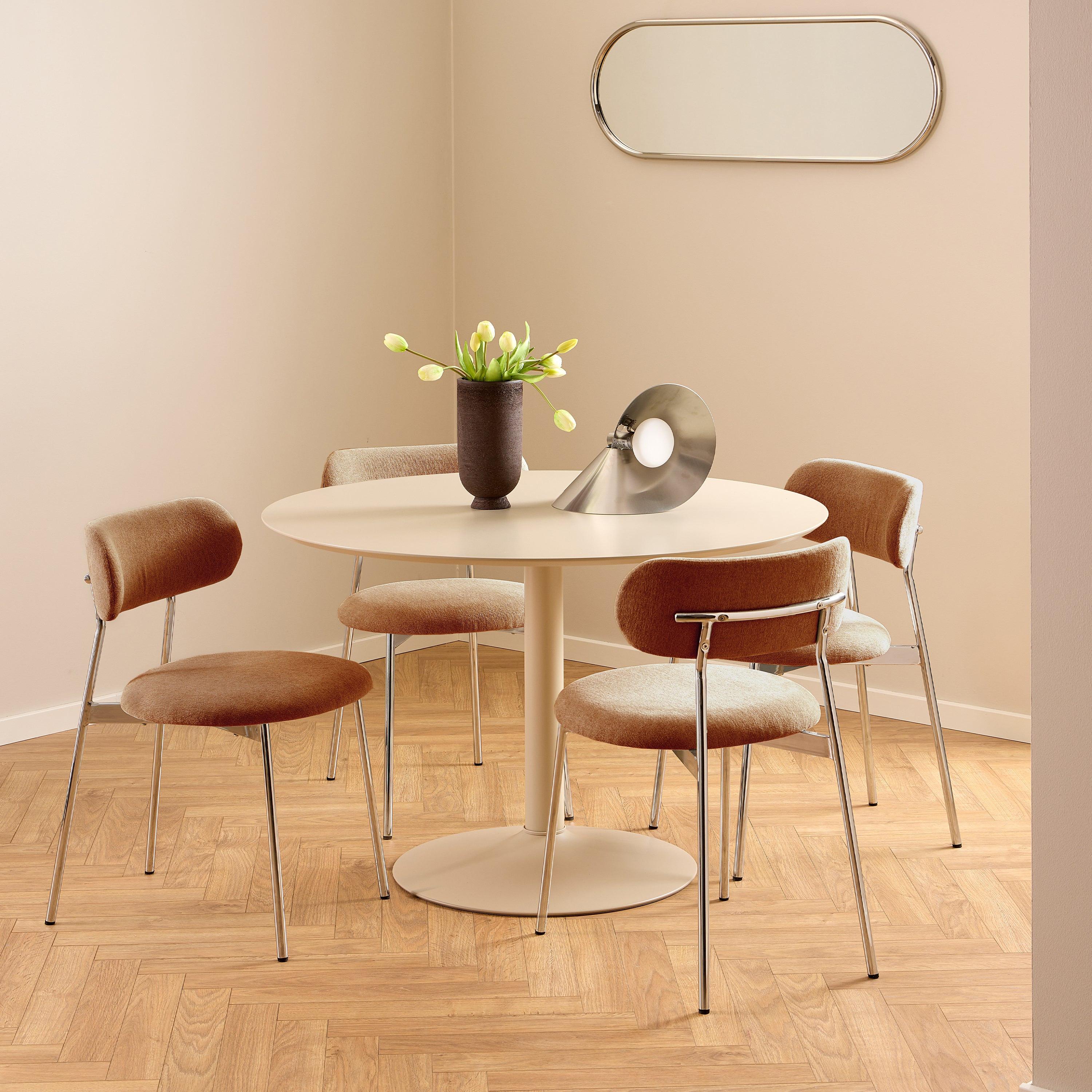 Ibiza Round Dining Table with Beige Top and Matt Beige Base 110x74cm - image 3