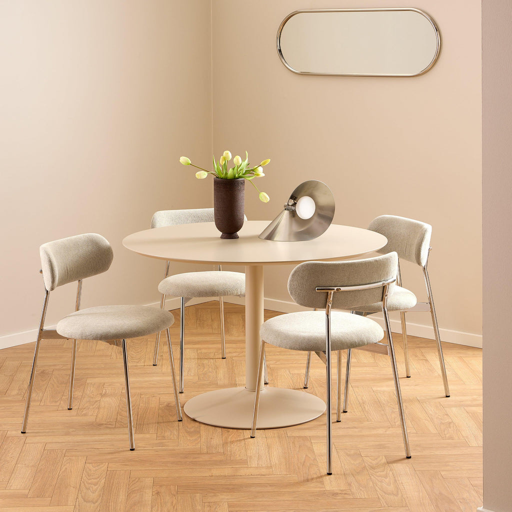Ibiza Round Dining Table with Beige Top and Matt Beige Base 110x74cm - image 4