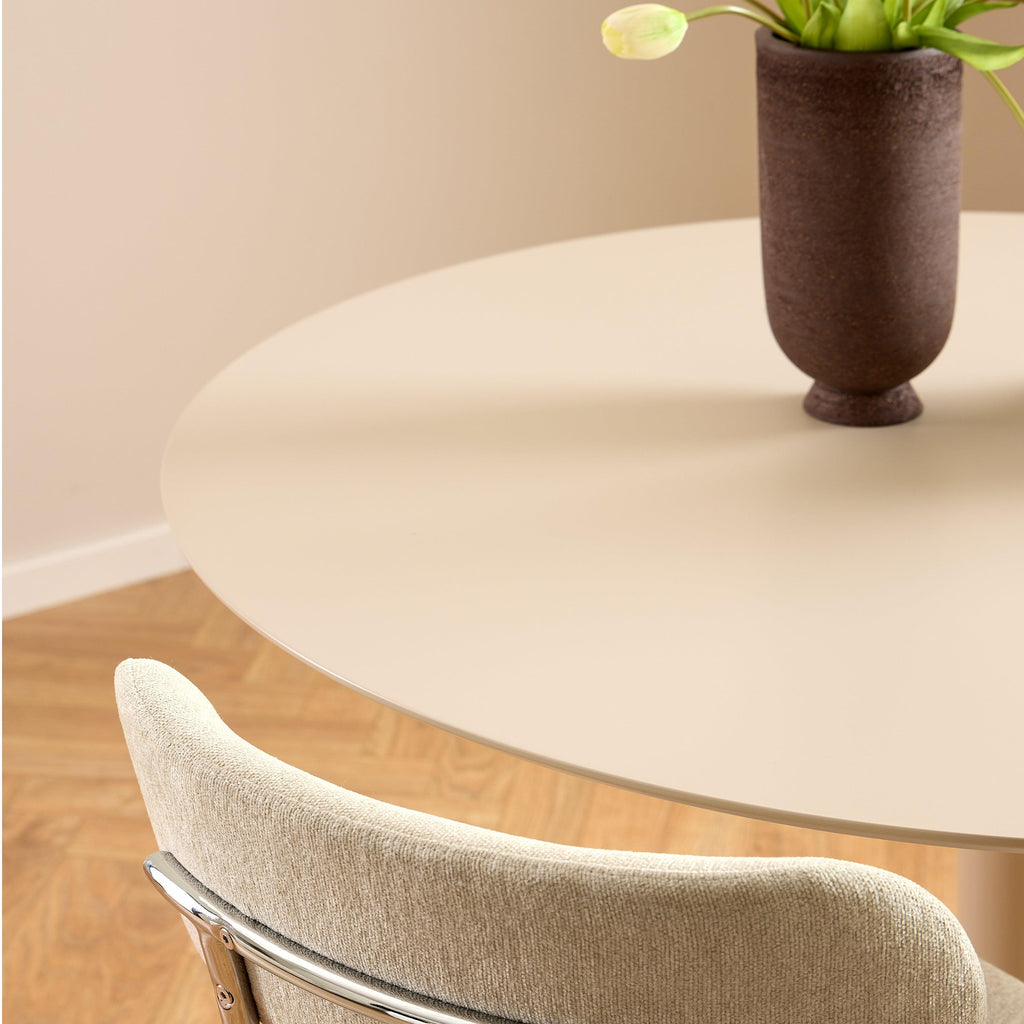 Ibiza Round Dining Table with Beige Top and Matt Beige Base 110x74cm - image 5