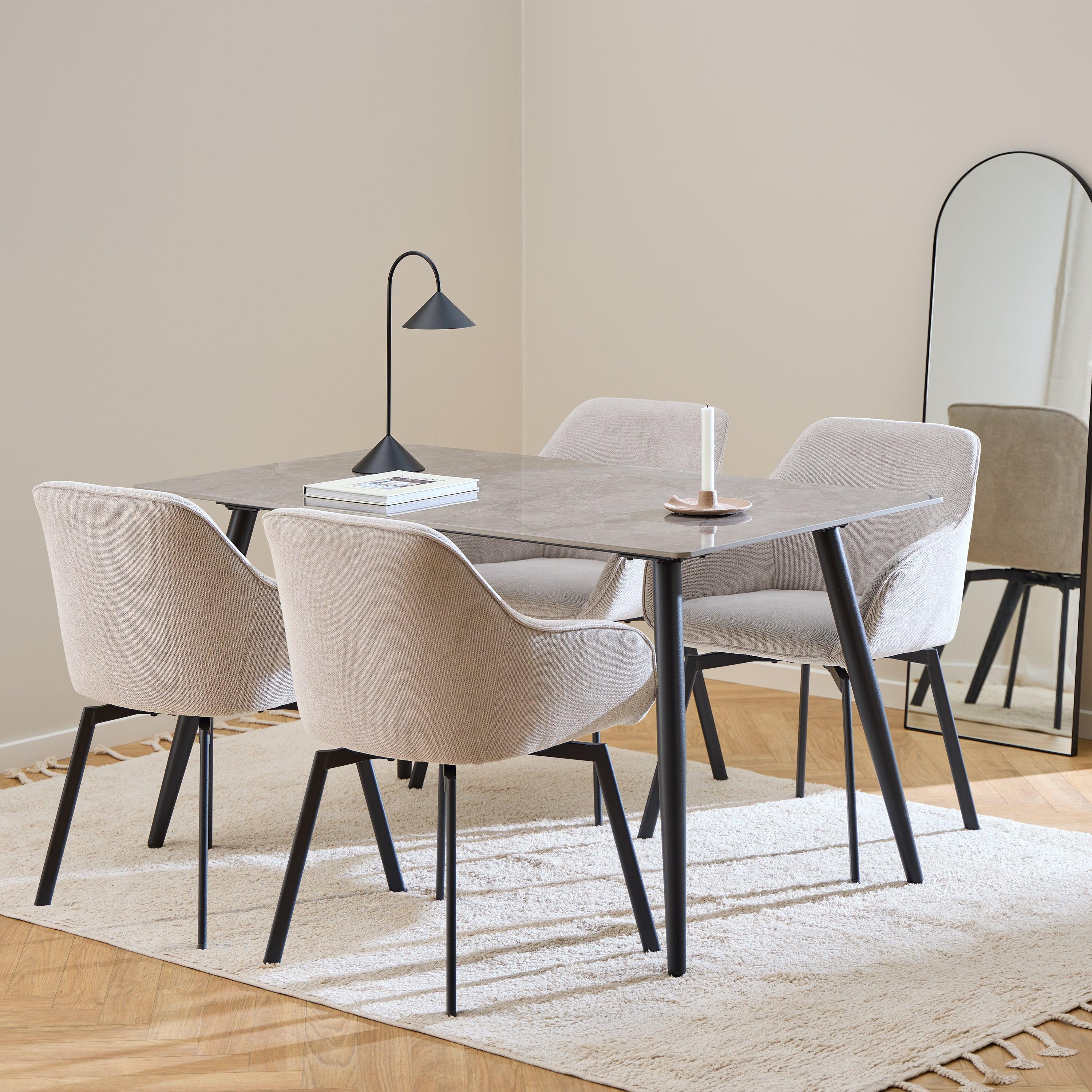 Wicklow Rectangular Dining Table in Grey/Black 140x80cm - image 5