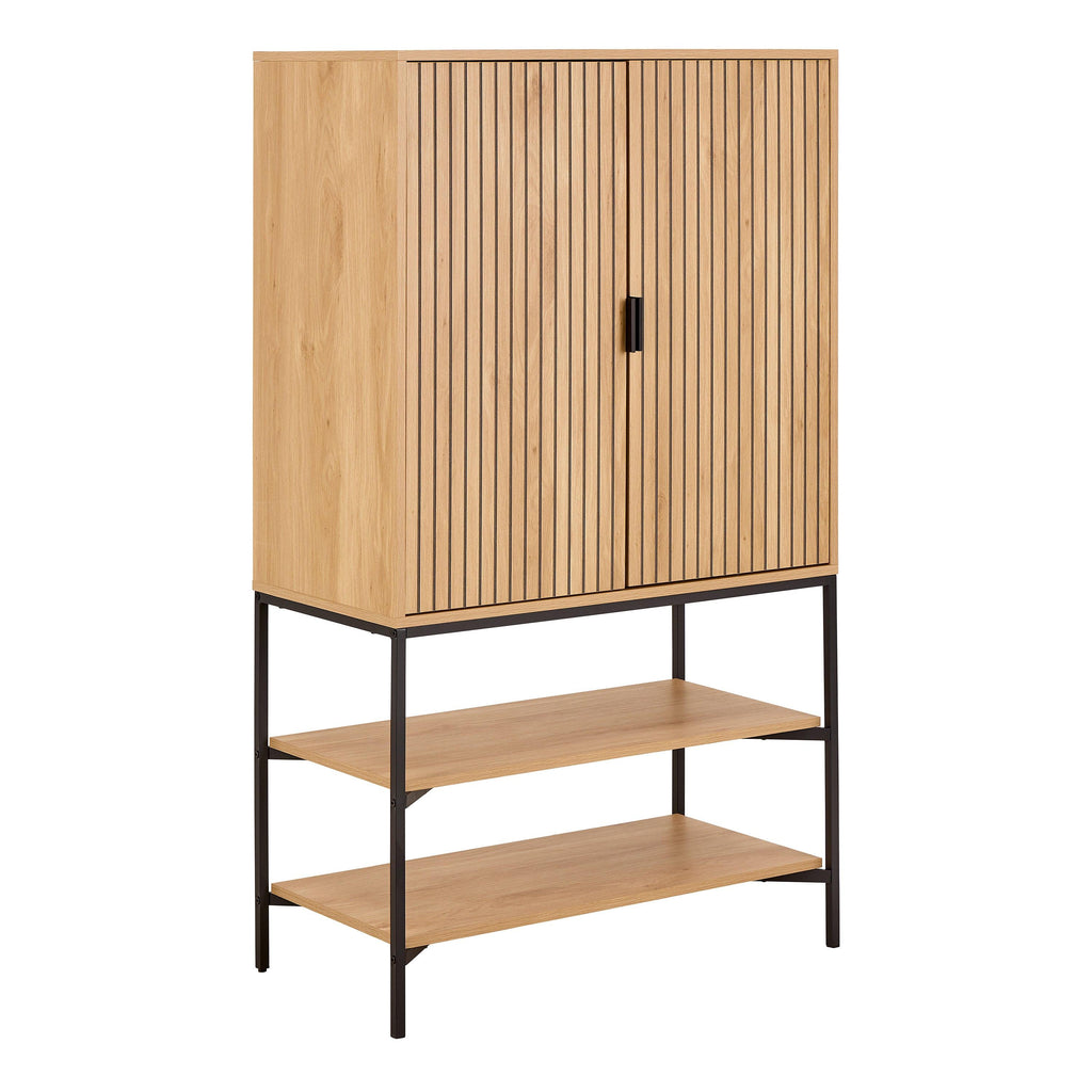 Jaipur Cabinet 2 Doors 3 Shelves with Oak Lamella Front