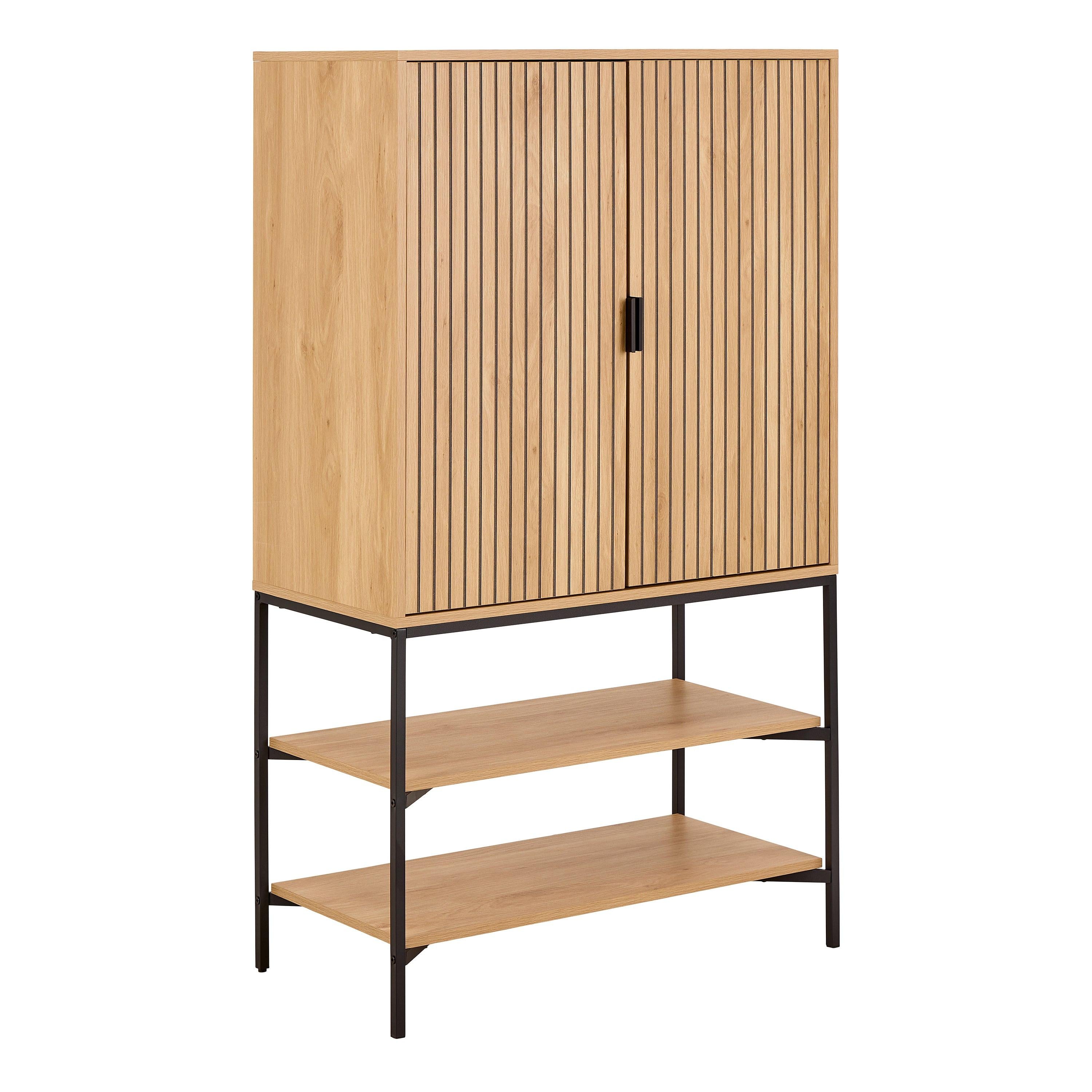 Jaipur Cabinet 2 Doors 3 Shelves with Oak Lamella Front