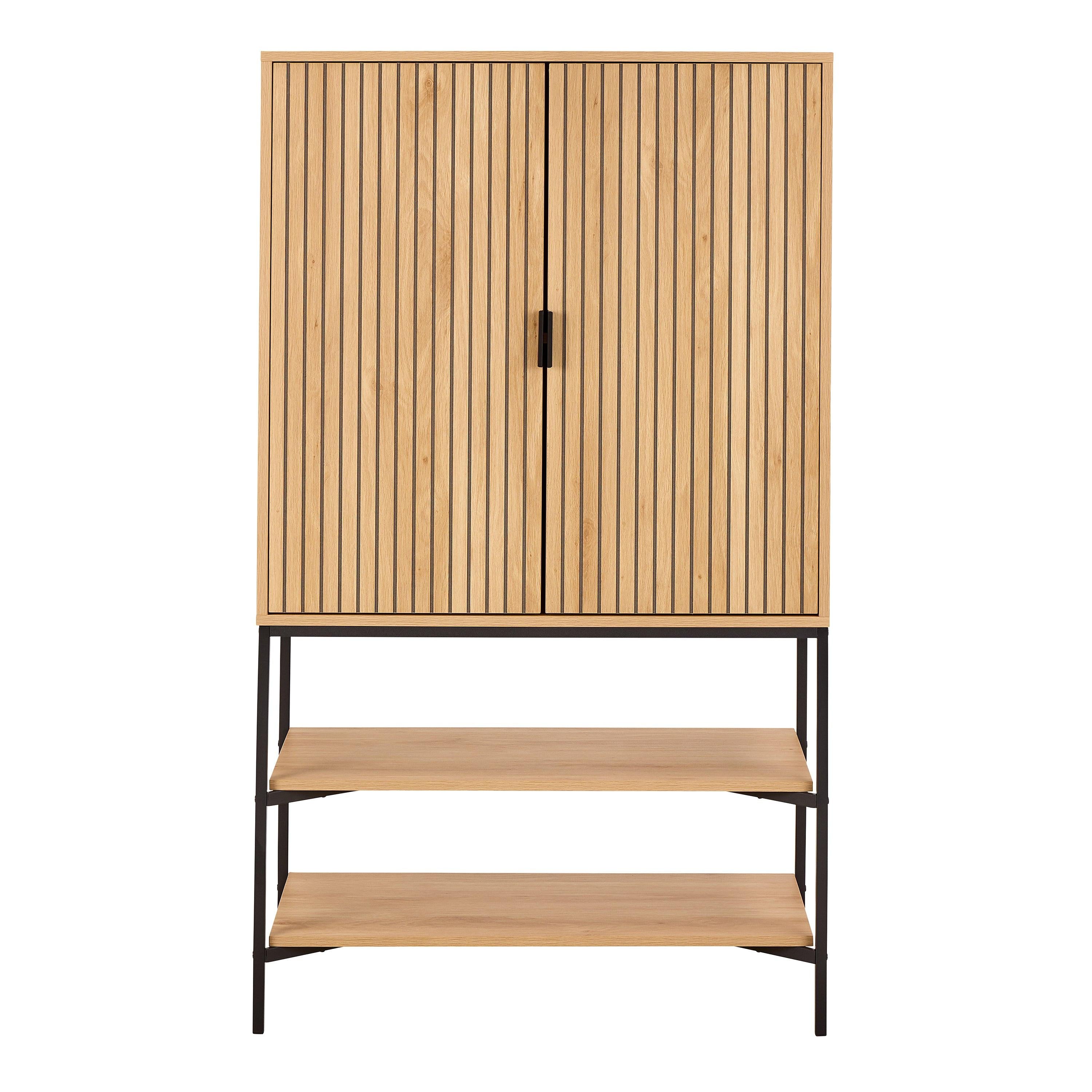 Jaipur Cabinet 2 Doors 3 Shelves with Oak Lamella Front - image 2